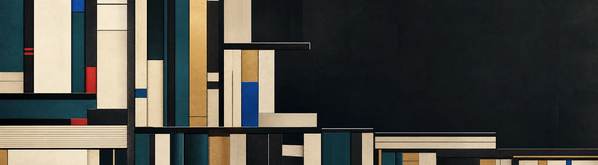 Abstract modernist shelves in Legenda colors